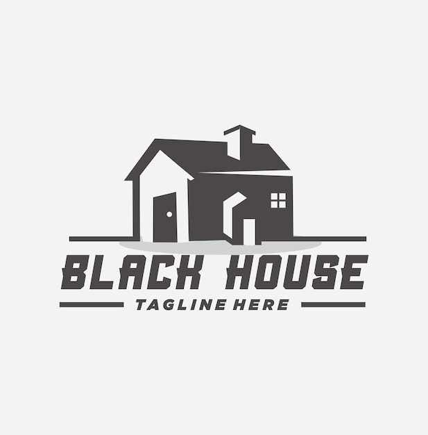 Vector isolated black house logo in vintage style