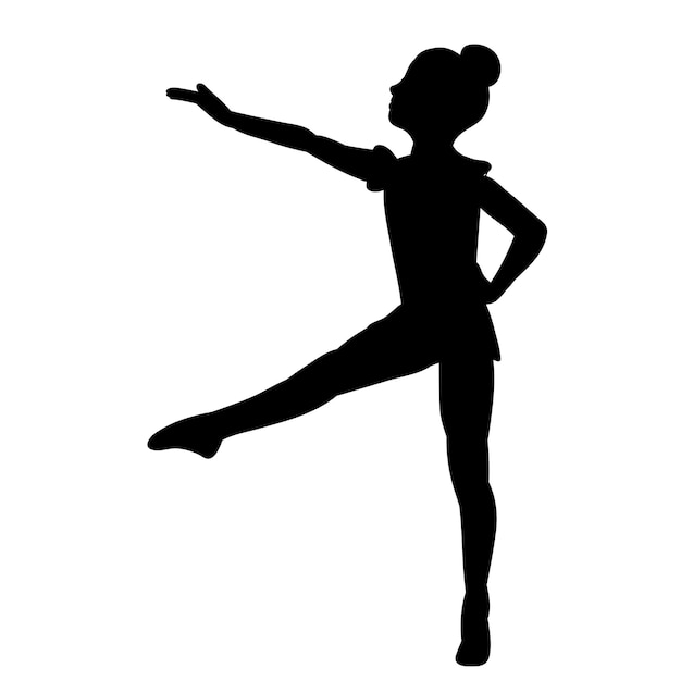 Isolated black silhouette of a girl dancing