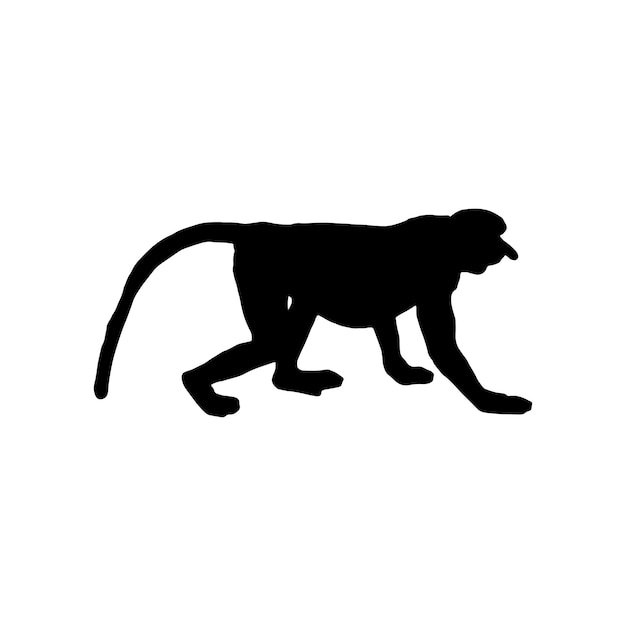 isolated black silhouette of a monkey