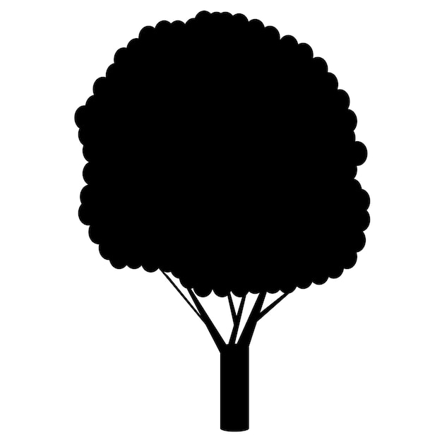 Vector isolated black silhouette of a tree on a white background