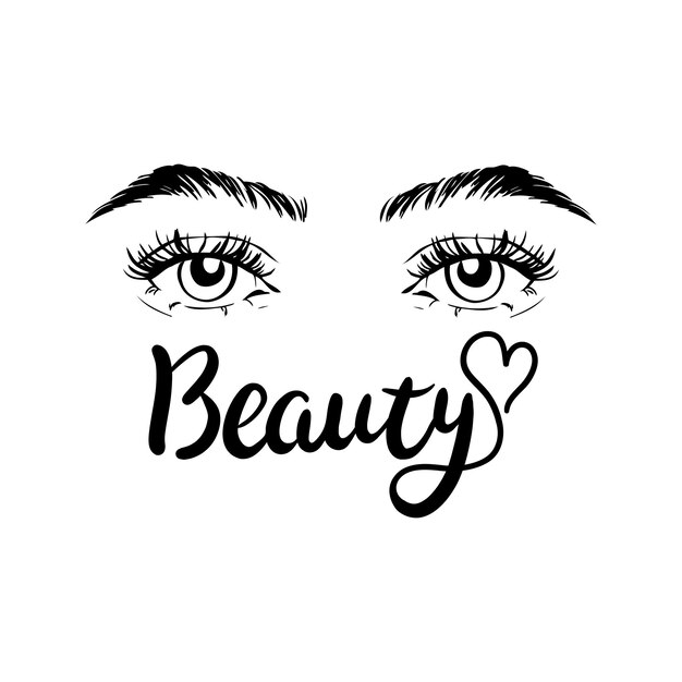 Isolated black and white female eyes. vector and illustrations