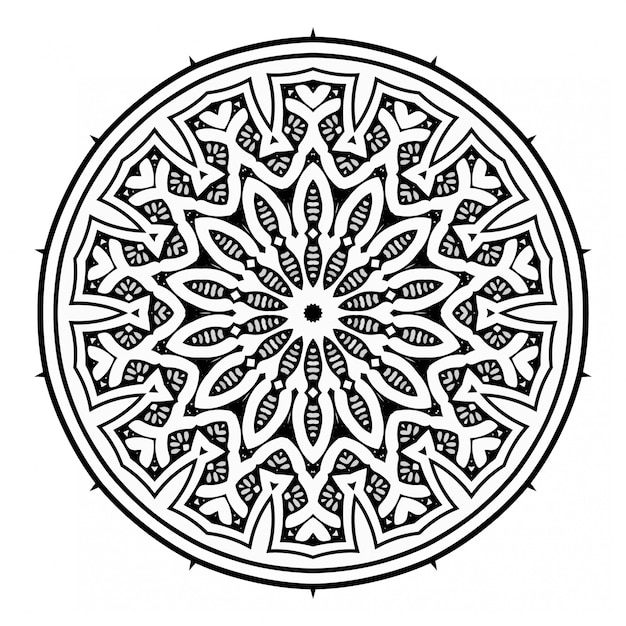 Isolated black and white mandala  