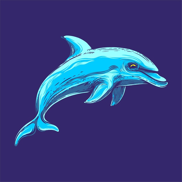 Isolated blue dolphin artwork