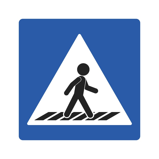 isolated blue rectangle sign of man walking on walk lane for cross walk of pedestrian walkway lin