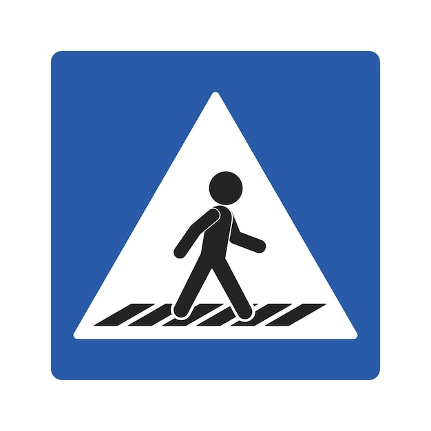 Vector isolated blue rectangle sign of man walking on walk lane for cross walk of pedestrian walkway lin