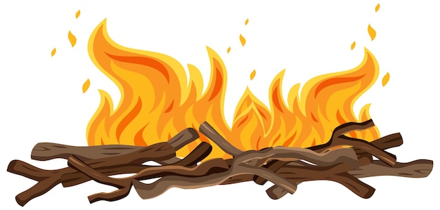 An isolated bonfire on white background