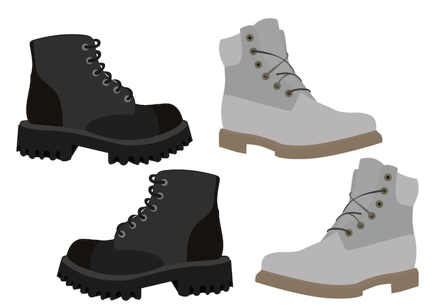 Vector isolated boots in flat style