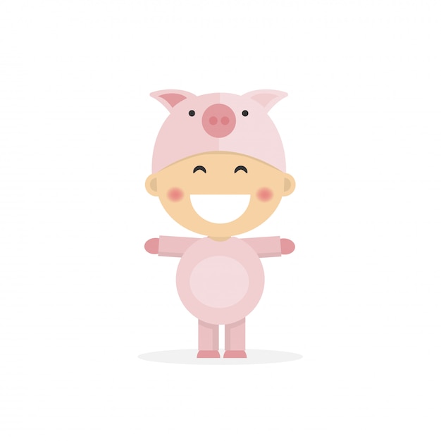 Vector isolated boy dressed as a piggy