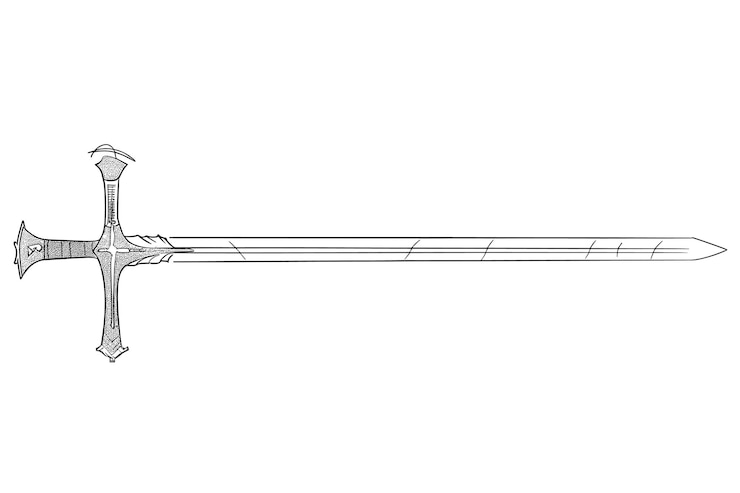 Vector isolated broad sword in vector