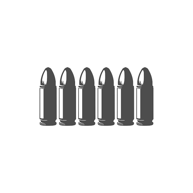 Vector isolated bullet cartridge for army weapon war battle illustration