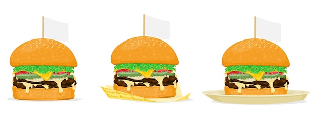 Vector isolated burger on transparent background