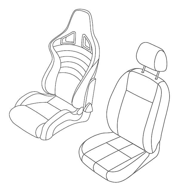 Vector isolated car seat vector set