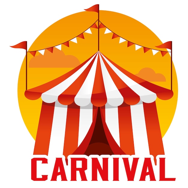 Isolated carnival tent Amusement park Vector illustration