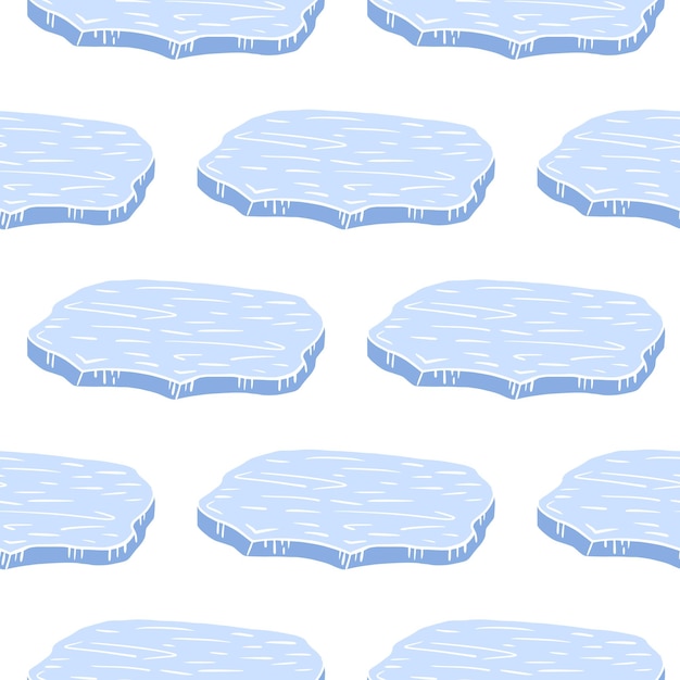 Isolated cartoon blue antarctica ice floe silhouettes.