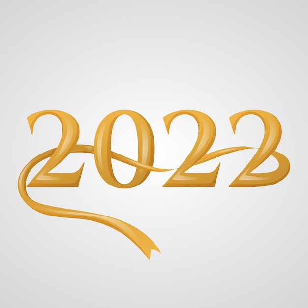 실크 리본 2022 새해에서 격리된 만화 텍스트 번호.