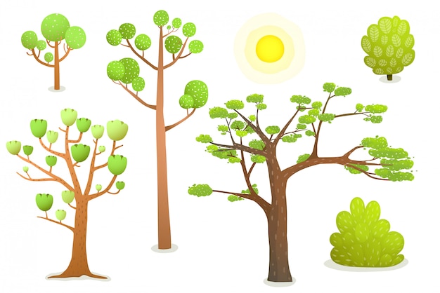 Isolated cartoon trees