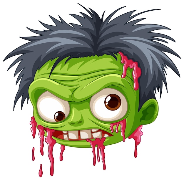 Vector isolated cartoon zombie head illustration