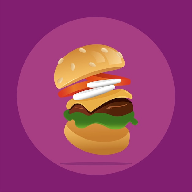 Vector isolated cheeseburger icon fast food menu vector