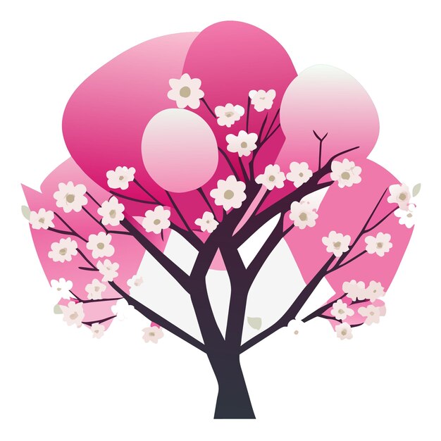 Vector isolated cherry blossom tree detailed digital vector artwork