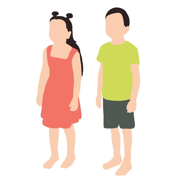 Vector isolated child in a flat style boy and girl