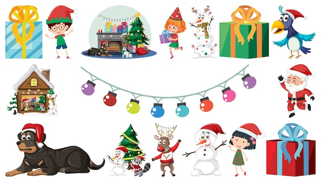 Isolated Christmas Objects And Elements Set