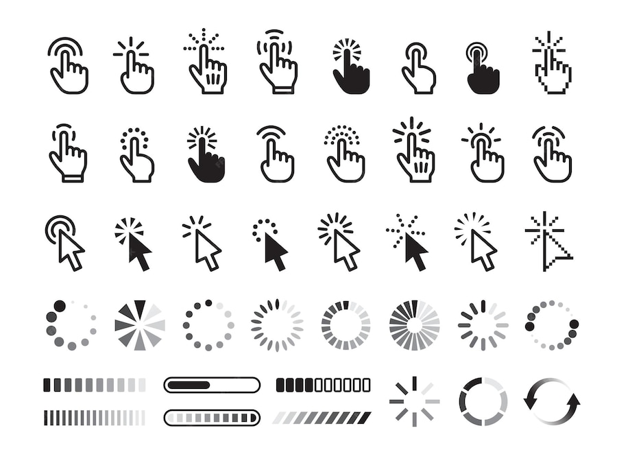 Premium Vector | Isolated click icons Hands symbols selection pointer ...