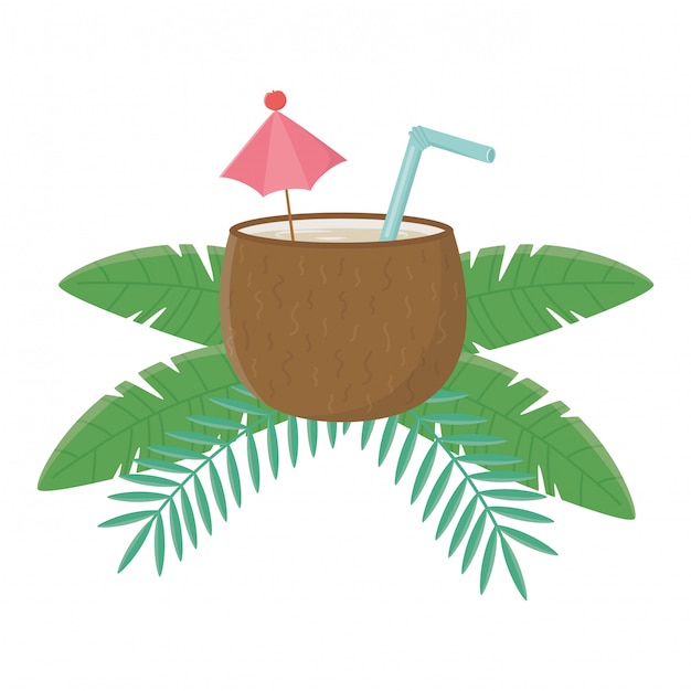 Isolated coconut cocktail illustration