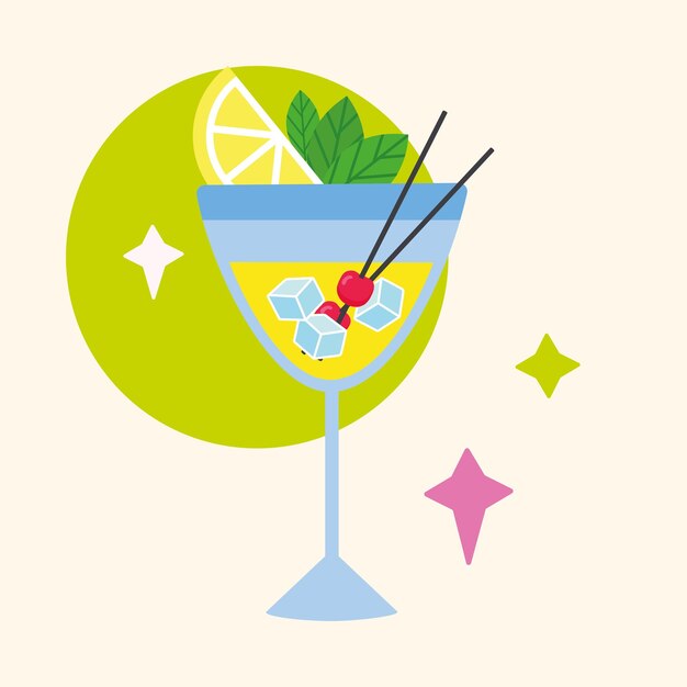 Vector isolated cokctail glass icon beverage vector illustration