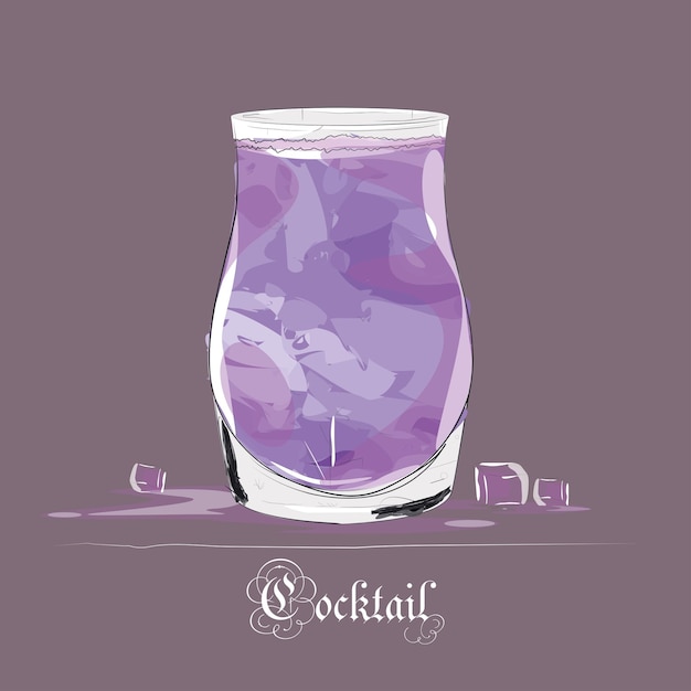 Isolated cold tropical cocktail with ice Vector