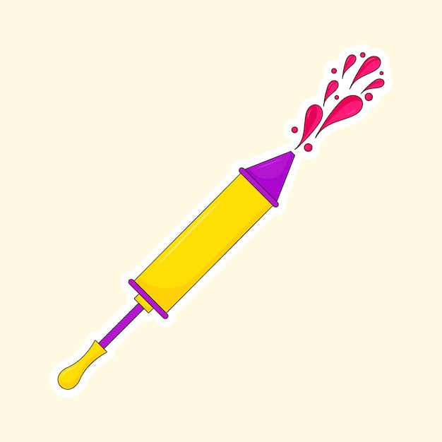 Isolated color splashing pichkari water gun flat icon