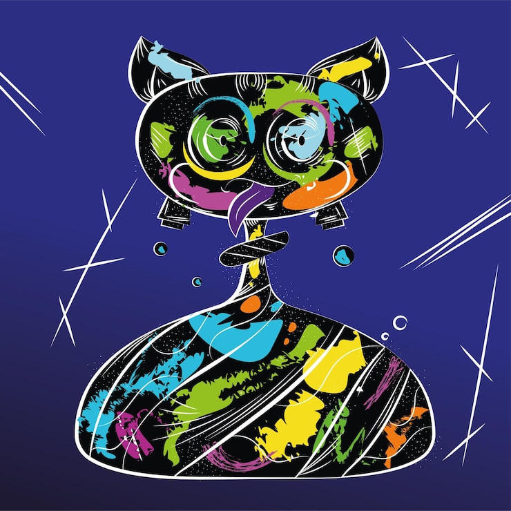 Vector isolated colored abstract cat animal grafitti monster vector