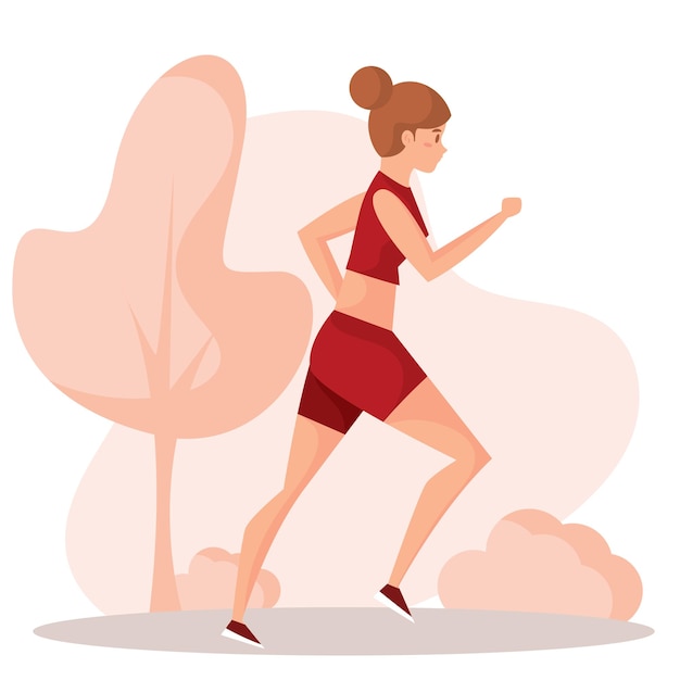 Isolated colored abstract girl character runninng Vector illustration