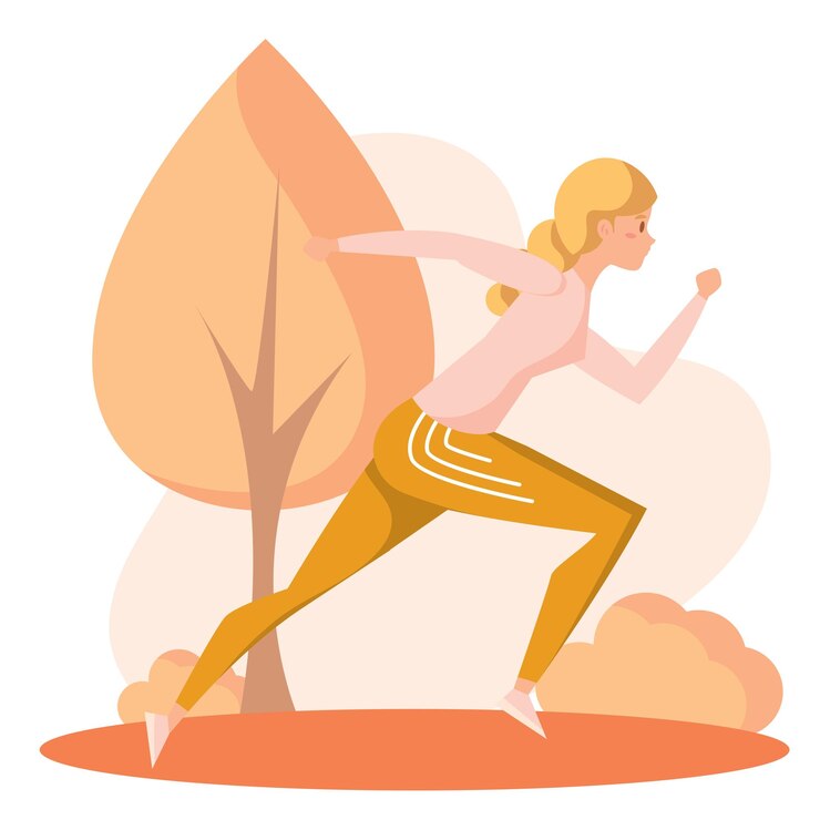 Vector isolated colored abstract girl character runninng vector illustration