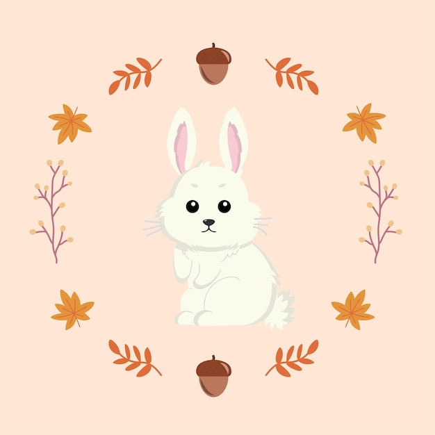 Vector isolated colored cute rabbit autumn animal vector