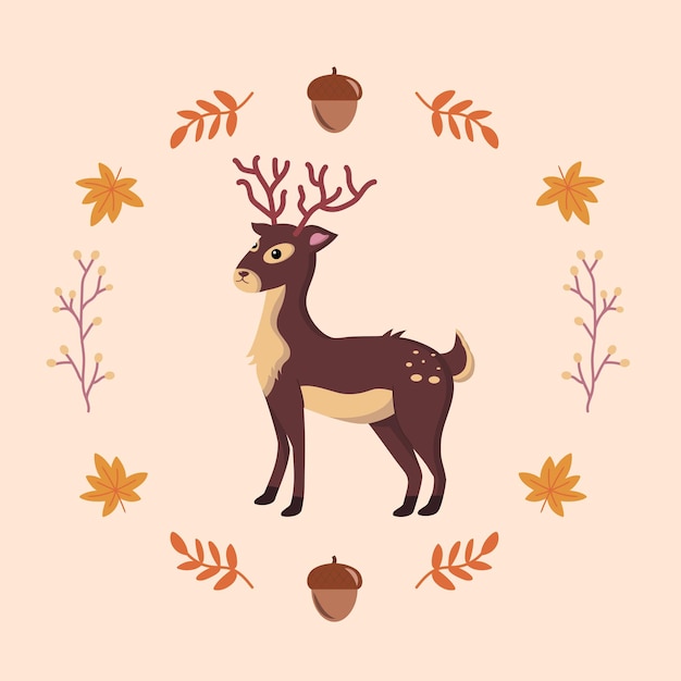 Isolated colored cute reindeer autumn animal Vector