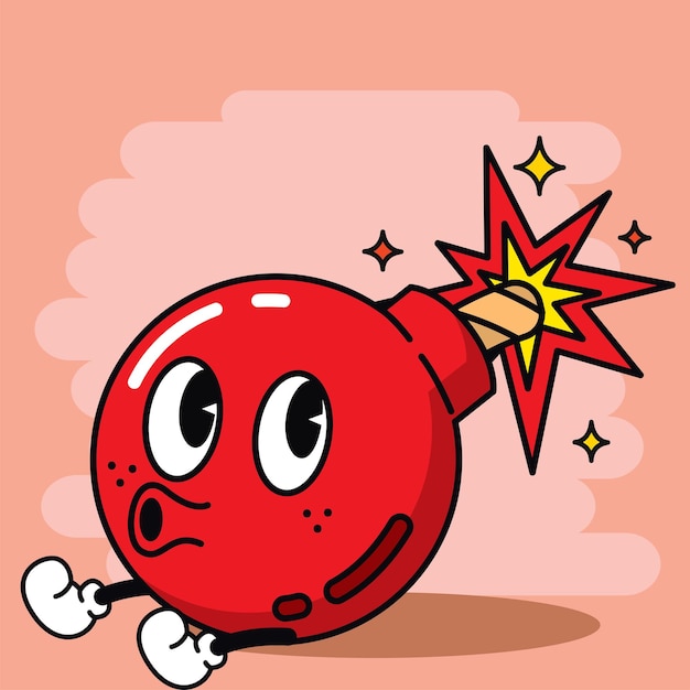 Isolated colored happy bomb traditional cartoon character Vector