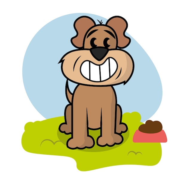 孤立した着色された幸せな犬の伝統的な漫画のキャラクター ベクトル