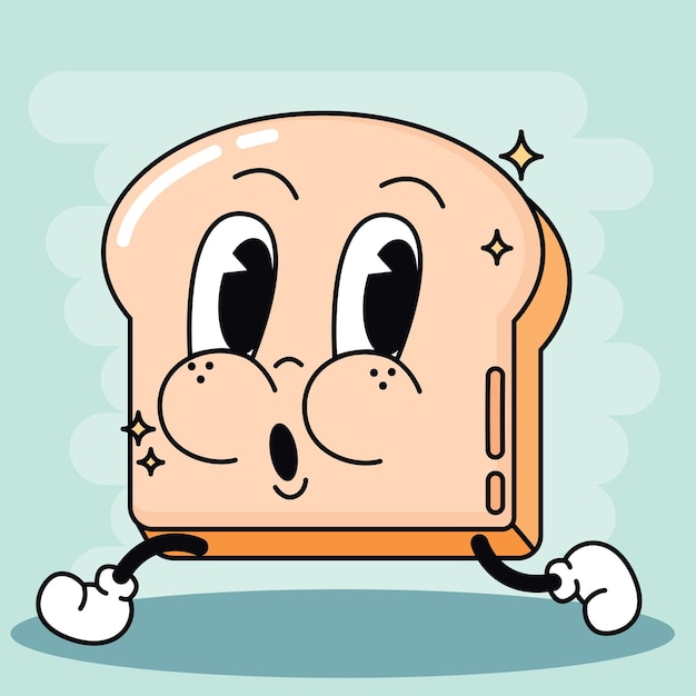 Isolated colored happy slice of bread traditional cartoon character Vector