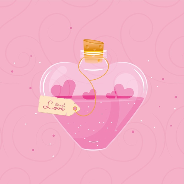 Isolated colored magical flask potion with love label Vector illustration