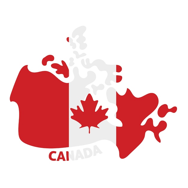 Isolated colored map of Canada with its flag Vector illustration