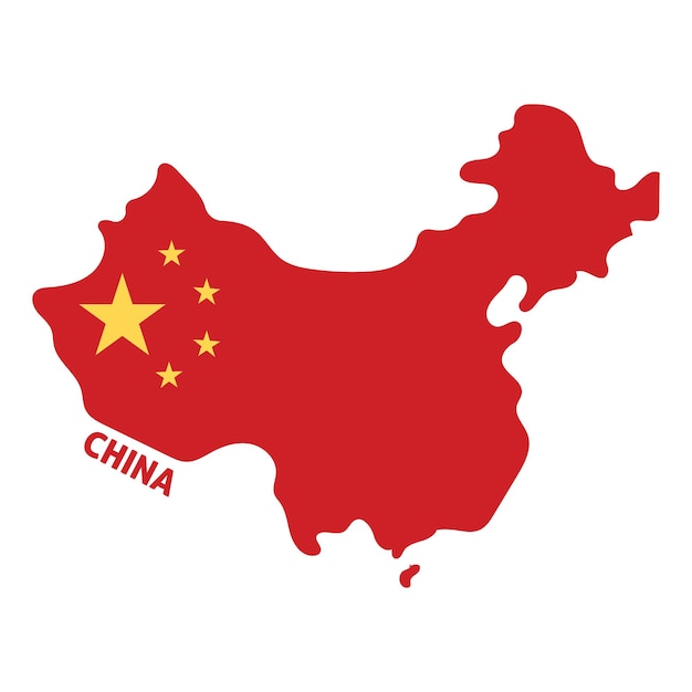 Isolated colored map of China with its flag Vector illustration