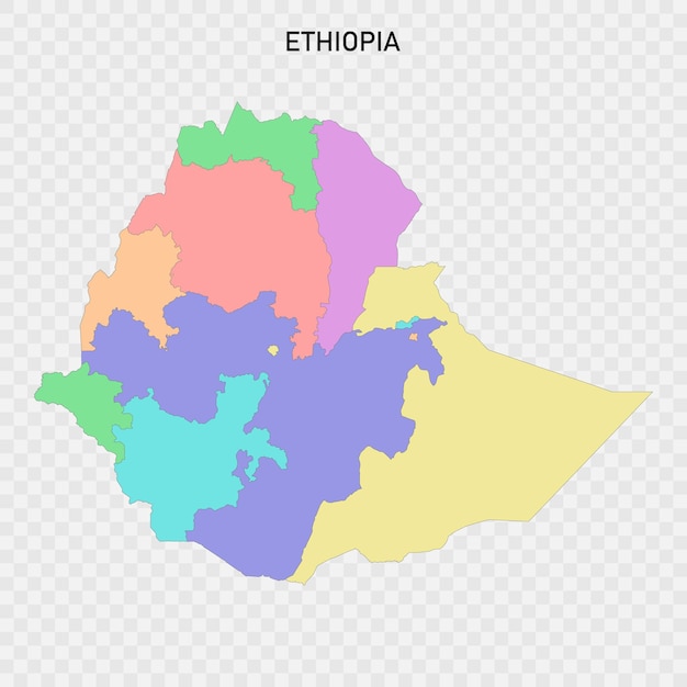 Mappa colorata isolata dell'etiopia