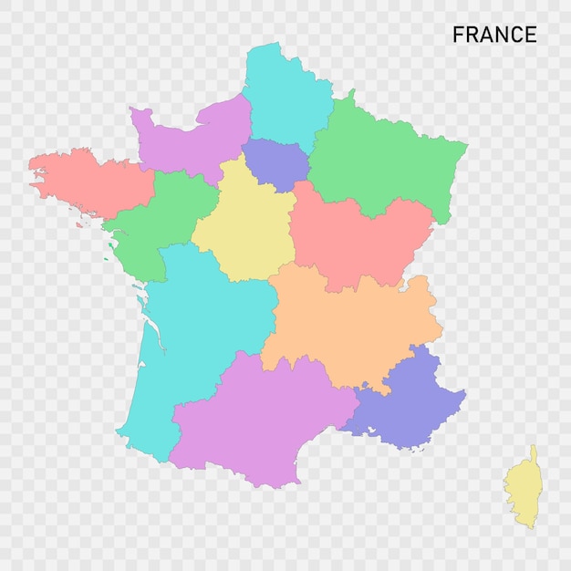 Vector isolated colored map of france