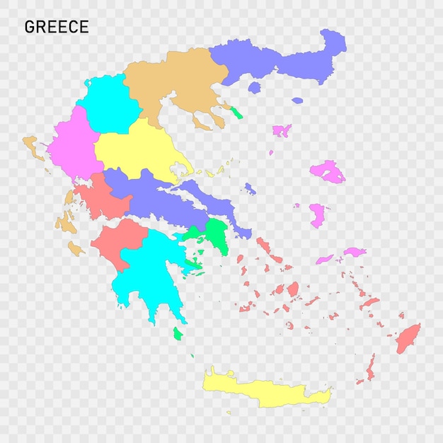 Vettore mappa colorata isolata della grecia