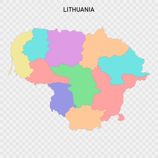 Isolated colored map of Lithuania