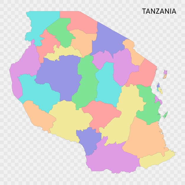 タンザニアの孤立したカラー地図