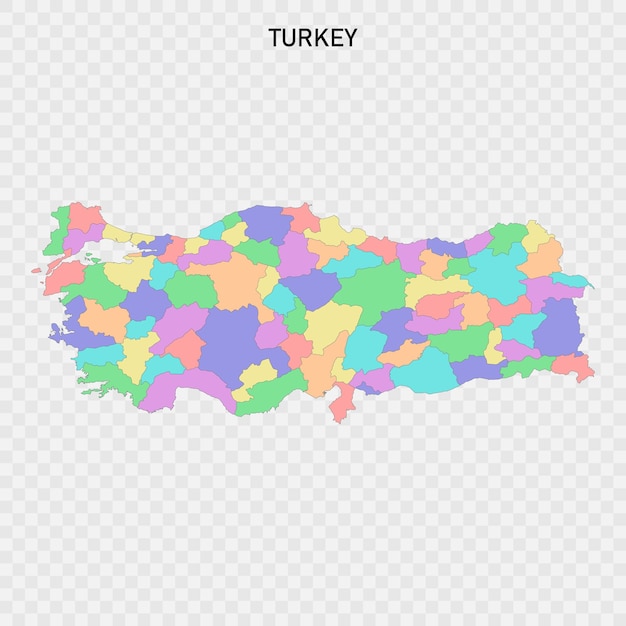Вектор Изолированная цветная карта турции