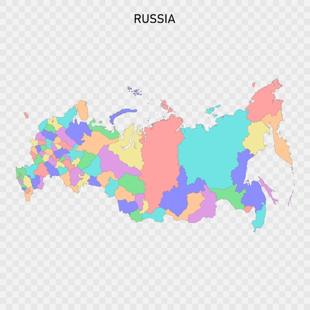 Isolated colored map of Russia