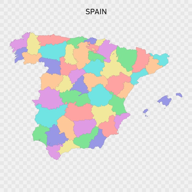 Vector isolated colored map of spain