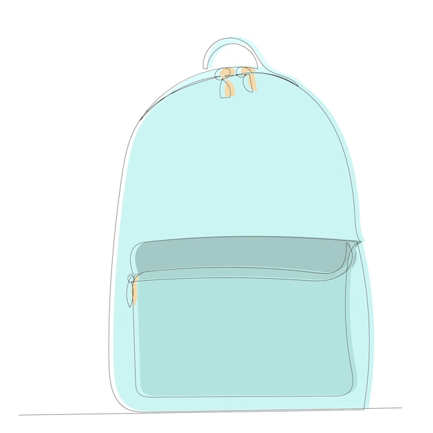 Isolated colored one line drawing of womens backpack